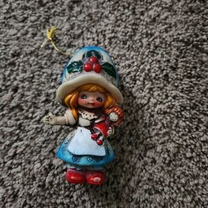 Vintage 1970 Big Hat Girl Holly Hobby Plastic Ornament Made In Japan
